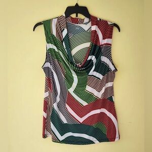 XL Worthington Women's Sleeveless Patterned Blouse